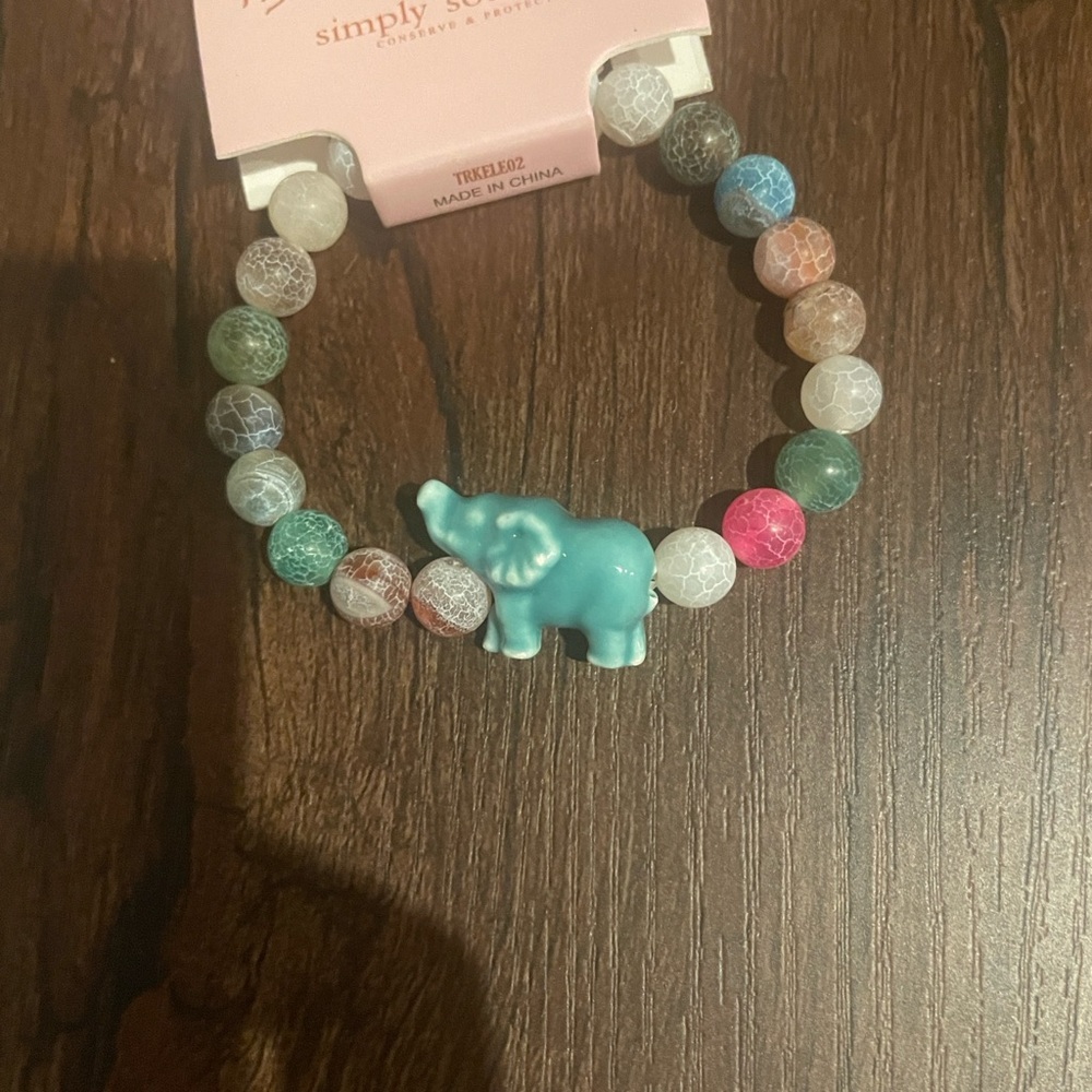 Simply Southern Bracelet with Blue Elephant and Multicolor Beads